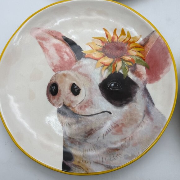 Pier 1 Imports spring farm animal salad plates 8.5" Easter luncheon plates sandw - Picture 10 of 12